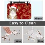 Personalized Watercolor Christmas Pet Photo PU Leather Waterproof Pet Feeding Mat with Name Daily Use Christmas Gift for Pet Owner