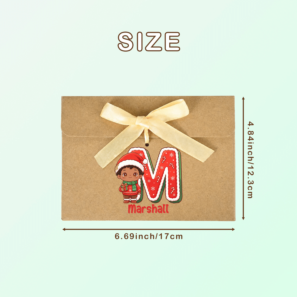 Juego de 2 sobres personalizados para dinero con diseño navideño de dibujos animados y foto de niño, con lazo y nombre. Regalo de Navidad para niños y amigos. 10