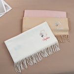 Personalised Mother of Pearl Effect Birth Flower & Initial Soft Warm Tassel Scarf Shawl with Name Winter Accessory Christmas Gift for Women