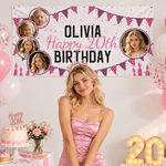 Cartel de cumpleaños personalizado con fotos de los momentos más importantes, desde la infancia hasta la edad adulta, con nombre y edad; decoración de fondo para fiestas; regalo de cumpleaños para pad 4