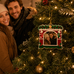 Personalized Christmas Stocking Red Window Family Photo Christmas Ornament Home Tree Decor Christmas Gift for Family