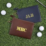 Personalized Monogram PU Leather Golf Pouch Zippered Golf Accessories Bag Golf Ball Holder Father's Day Gift for Golfers