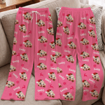 Pantaloni da pigiama morbidi con motivo natalizio personalizzato a forma di gnocchetti in stile cartone animato, con nome; ideali per l'uso quotidiano, come regalo di compleanno o di Natale per la fam