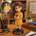 Figura 3D personalizada con foto base y texto decoración de oficina regalo de Día del Maestro regreso a clases y cumpleaños para profesores