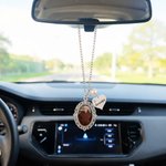 Breloque de rétroviseur personnalisée avec photo et texte - Souvenir commémoratif - Cadeau pour famille et amis