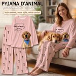 Pyjama manches longues personnalisé avec photo et nom d‘animal de compagnie - Confortable et doux - Cadeau anniversaire pour propriétaires d'animaux