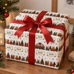 Personalized Santa Claus Gingerbread Man Wrapping Paper with Name Christmas Favor Packing Gift for Kids Friends Family