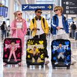 Personalized 3D-Effect Art Photo Graffiti Splash Luggage Cover Fits 18-32 Inches Suitcase with Name Travel Accessories Birthday Gift for Travelers
