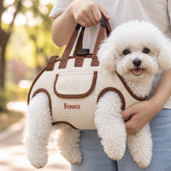 Personalisierte Hundetragetasche | mit Hunde-Porträt & Namen | Multifunktionale Reisetasche mit Schultergurt | Geburtstag Geschenk für Hundebesitzer