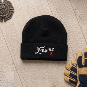 Personalised White Red Embroidery Firefighting Beanie with Name and Station Number Appreciation Birthday Christmas Gift for Firefighters