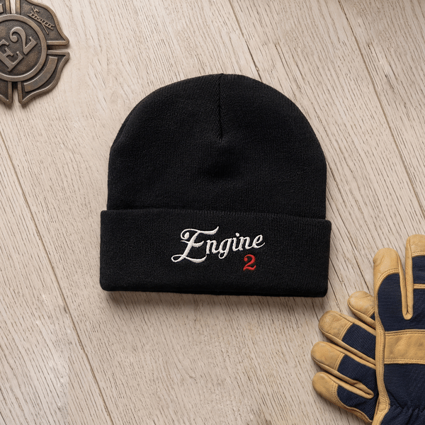 Personalised White Red Embroidery Firefighting Beanie with Name and Station Number Appreciation Birthday Christmas Gift for Firefighters
