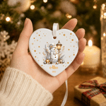 Personalized Christmas Theme Silver Snowman Star Heart Round Ceramic Ornament with Name and Year Christmas Holiday Gift for Family Friends