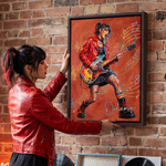 Personalized Guitar Performance Oil Painting Style Photo Canvas Prints with Name Home Decor Ship from USA Birthday Gift for Music Lovers