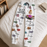 Personalized Cartoon Reading Character Woman's Man's Sweatpants with Name and Drawstring Leisure Wear Birthday Gift for Book Lover Bookworm