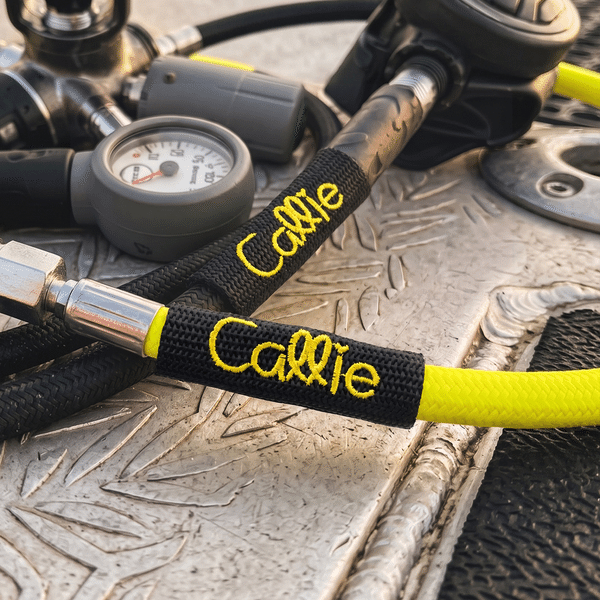 Personalized High Visibility Embroidered Name Scuba Regulator ID Tag Protector Cover Diving Equipment Safety Gear Gift for Scuba Divers