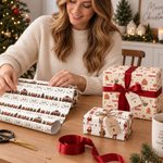 Personalized Santa Claus Gingerbread Man Wrapping Paper with Name Christmas Favor Packing Gift for Kids Friends Family