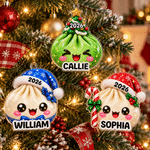 Decorazione da appendere in acrilico personalizzata con disegno artistico a effetto 3D raffigurante un raviolo, con nome e anno: decorazione natalizia per l’albero, regalo di Natale per bambini