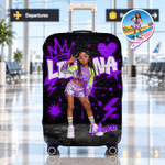 Personalized 3D-Effect Art Photo Graffiti Splash Luggage Cover Fits 18-32 Inches Suitcase with Name Travel Accessories Birthday Gift for Travelers