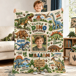 Coperta morbida personalizzata con simpatico dinosauro, nome e foto: decorazione per la cameretta e regalo di compleanno per bambini e ragazzi