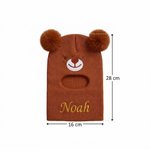 Bonnet en maille douce personnalisé avec nom - Oreilles d'ours et masque inclus - Cadeau anniversaire pour enfants