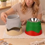 Personalised 3D Printed Elevated Dog Bowl with Name Stainless Steel Two Tone Raised Pet Diner Gift for Dog Owners