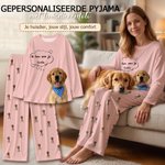 Gepersonaliseerde leuke pyjamaset met lange mouwen huisdierfoto en naam - verjaardagscadeau voor huisdiereigenaren kinderen en het hele gezin