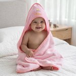Toalla de baño con capucha, superabsorbente, bordada y personalizada con dibujos animados de animales (elefante y oso), con el nombre del bebé; regalo para el baby shower, ideal para recién nacidos y  6