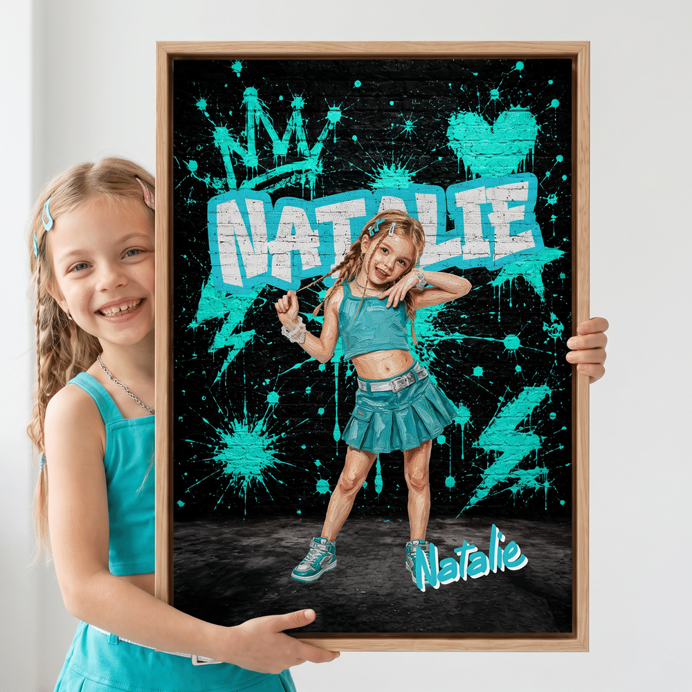 Personalised Graffiti Art Style Photo Canvas Prints with Name Home Decor Birthday Gift for Graffiti Lovers 2