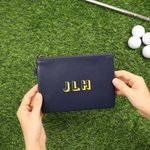 Personalized Monogram PU Leather Golf Pouch Zippered Golf Accessories Bag Golf Ball Holder Father's Day Gift for Golfers