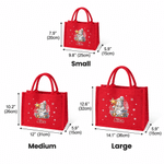 Bolso de lino rojo de gran capacidad, personalizado con un muñeco de nieve navideño y ramas de pino, con nombre. Ideal para el uso diario, como regalo para fiestas navideñas, para la familia, los amig 7