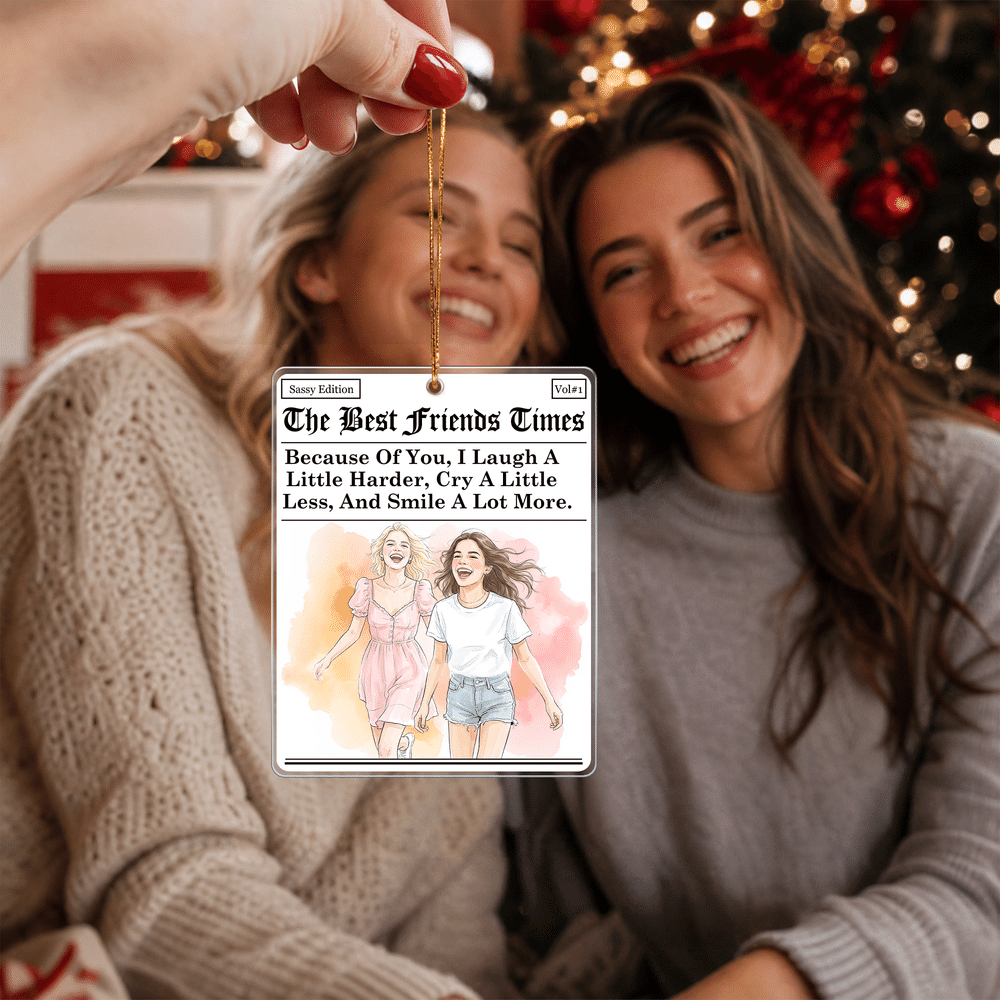 Personalised The Besties Times Watercolor Photo Acrylic Ornament with Title and Text Tree Decor Christmas Birthday Gift for Sister Friend 6