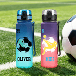 Botella de agua deportiva personalizada con silueta de futbolista nombre y número regalo de cumpleaños para adolescentes 5
