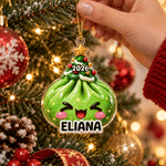 Decorazione da appendere in acrilico personalizzata con disegno artistico a effetto 3D raffigurante un raviolo, con nome e anno: decorazione natalizia per l’albero, regalo di Natale per bambini