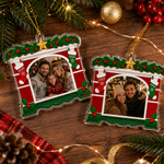 Personalized Christmas Stocking Red Window Family Photo Christmas Ornament Home Tree Decor Christmas Gift for Family