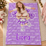 Personalised Glitter Cheerleader Dumpling Character Word Cloud Soft Throw Blanket with Name Home Decor Birthday Christmas Gift for Girls Friends