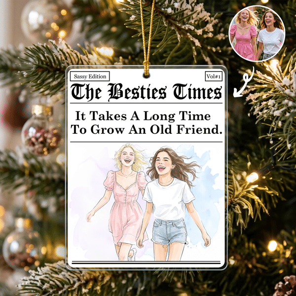 Personalised The Besties Times Watercolor Photo Acrylic Ornament with Title and Text Tree Decor Christmas Birthday Gift for Sister Friend