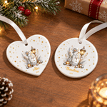 Personalized Christmas Theme Silver Snowman Star Heart Round Ceramic Ornament with Name and Year Christmas Holiday Gift for Family Friends