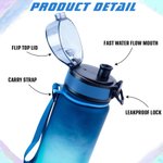 Personalised Tennis Character Pose Silhouette Name Gradient Sports Water Bottle with Flip Top Lid and Strap Gym Birthday Gift for Tennis Lover Player