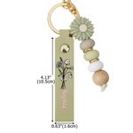 Personalized Birth Flower PU Leather Keychain with Name and Daisy Bead Charm Birthday Wedding Party Gift for Family Besties