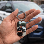 Personalized 3D-Effect Artwork Police Firefighter Theme Keychain with Photo and Name Retirement Christmas Gift for Police Firefighter Retiree