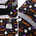 Individuell gestalteter, wasserdichter Halloween-Regenmantel für Hunde mit Fledermaus- und Sternmotiv, Namen und reflektierendem Streifen – Halloween-Geschenk für Tierliebhaber und Hundebesitzer