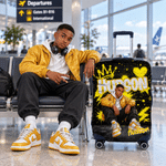 Personalized 3D-Effect Art Photo Graffiti Splash Luggage Cover Fits 18-32 Inches Suitcase with Name Travel Accessories Birthday Gift for Travelers