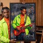 Personalized Guitar Performance Oil Painting Style Photo Canvas Prints with Name Home Decor Ship from USA Birthday Gift for Music Lovers