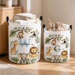 Gepersonaliseerde wasmand met grote capaciteit in de vorm van een junglebeest, met naam en initiaal – kinderkamerdecoratie en verjaardagscadeau voor kinderen