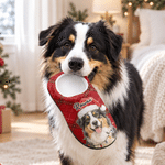 Personalised Christmas Lights Santa Hat Pet Photo Classic Plaid Anti-Slip Plush Slippers with Name Christmas Gift for Family Pet Lovers