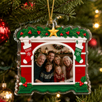Personalized Christmas Stocking Red Window Family Photo Christmas Ornament Home Tree Decor Christmas Gift for Family