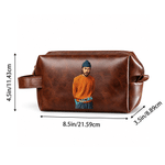 Borsa da toilette personalizzata in similpelle PU in stile fumetto con nome sul manico – Accessori da viaggio – Regalo di compleanno o di Natale per papà, uomo, marito