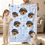 Personalized Pet Photo Checkered Pattern Soft Throw Blanket with Name Birthday Christmas Gift for Pet Owners Lovers Kids