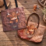 Personalised 3D-Effect Artwork Highland Cow Large Capacity Tote Bag with Name Daily Use Birthday Gift for Women Highland Cow Lovers
