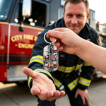 Personalized 3D-Effect Artwork Police Firefighter Theme Keychain with Photo and Name Retirement Christmas Gift for Police Firefighter Retiree